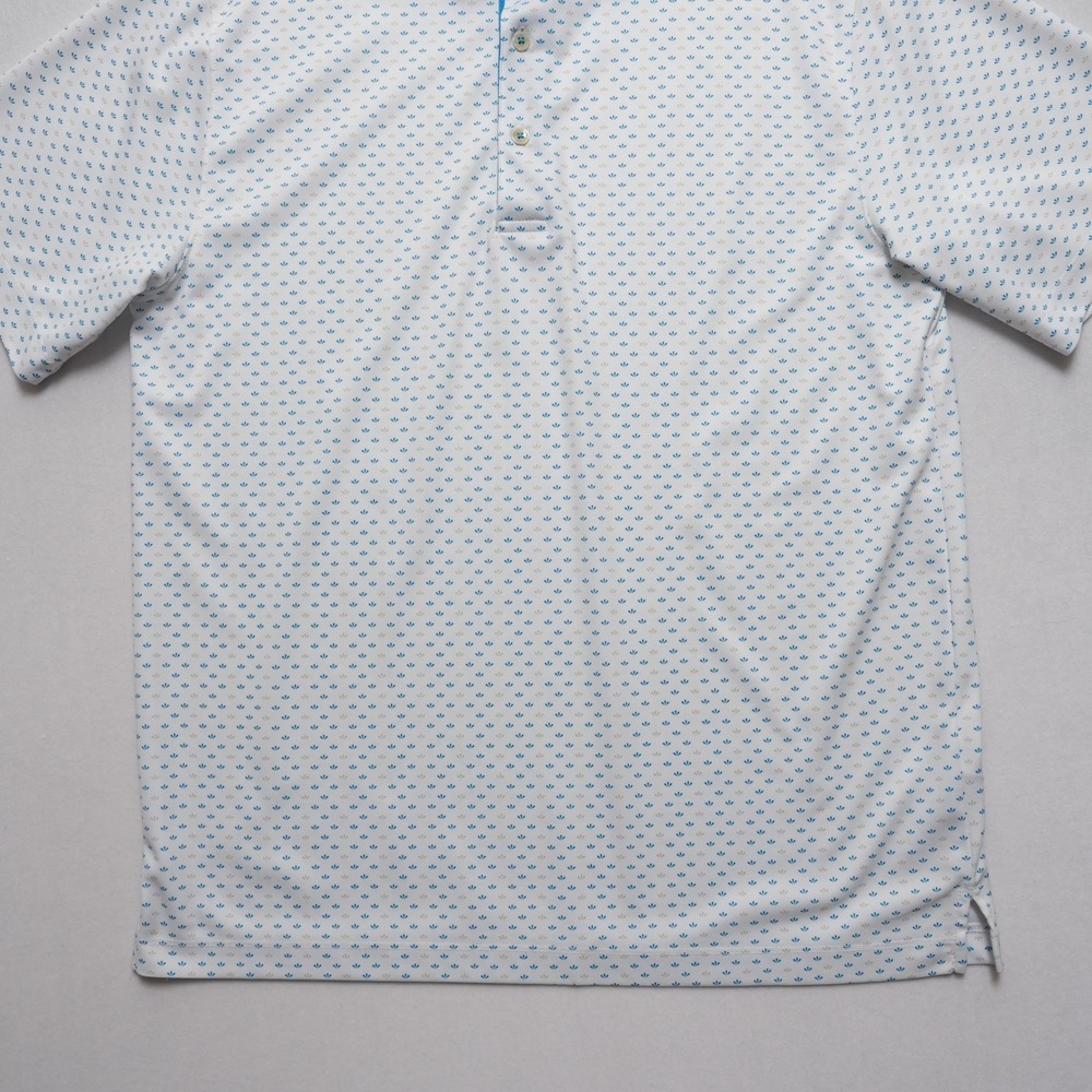 Bermuda Sands Golf Polo Shirt Mens Medium White Blue Geometric Performance - Picture 4 of 12